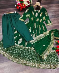 Último diseñador Faux Georgette bordado secuencia trabajo Anarkali Vestido por FabZone - Product Image 6