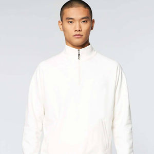 Mens <b>White</b> Mock Neck Pullover <b>Sweatshirt</b> Long Sleeve Solid Color Casual Loose Fit Streetwear Basic Top cotton blended - Product Image 3