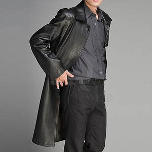 Abrigo de Cuero para Hombre, Diseño Largo Premium, Ajuste Cómodo, Perfecto para el Invierno, Estilo Urbano - Product Image 4