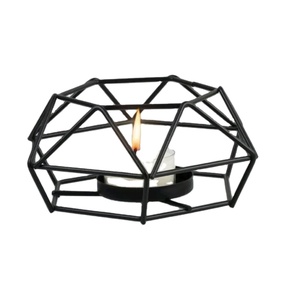 Stained Glass Geometric Iron <b>Candle</b> Holder l Christmas Table Decor Amber Black Clear <b>Valentine</b> Print Handmade Silk Metal - Product Image 1
