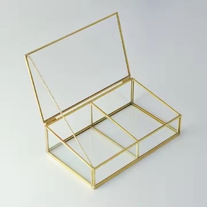 <b>Glass</b> and Brass Jewelry <b>Box</b> High Quality Vintage Engraved Design Beautifully Hand Crafted for Home Office Decoration - Product Image 3