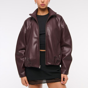 OEM ODM chaqueta de bombardero de cuero personalizado con el logotipo de impresión bordado hombres mujeres Streetwear invierno prendas de vestir exteriores Proveedor - Product Image 5