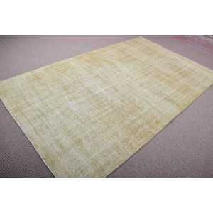 Turkish Large Rug 5,2x8,7 ft (160x265 cm), Vintage <b>Yellow</b> Southwestern <b>Wool</b> Rug - Product Image 2
