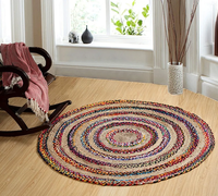 Tapis ronds en jute et coton bohème colorés, tressés à la main, multicolores, décoration d'intérieur, tapis de sol bohème, tapis de chambre, tapis de Noël