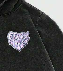 Pull à capuche surdimensionné en molleton 100% coton, imprimé brodé, logo, délavage acide, déchiré, style streetwear - Product Image 6