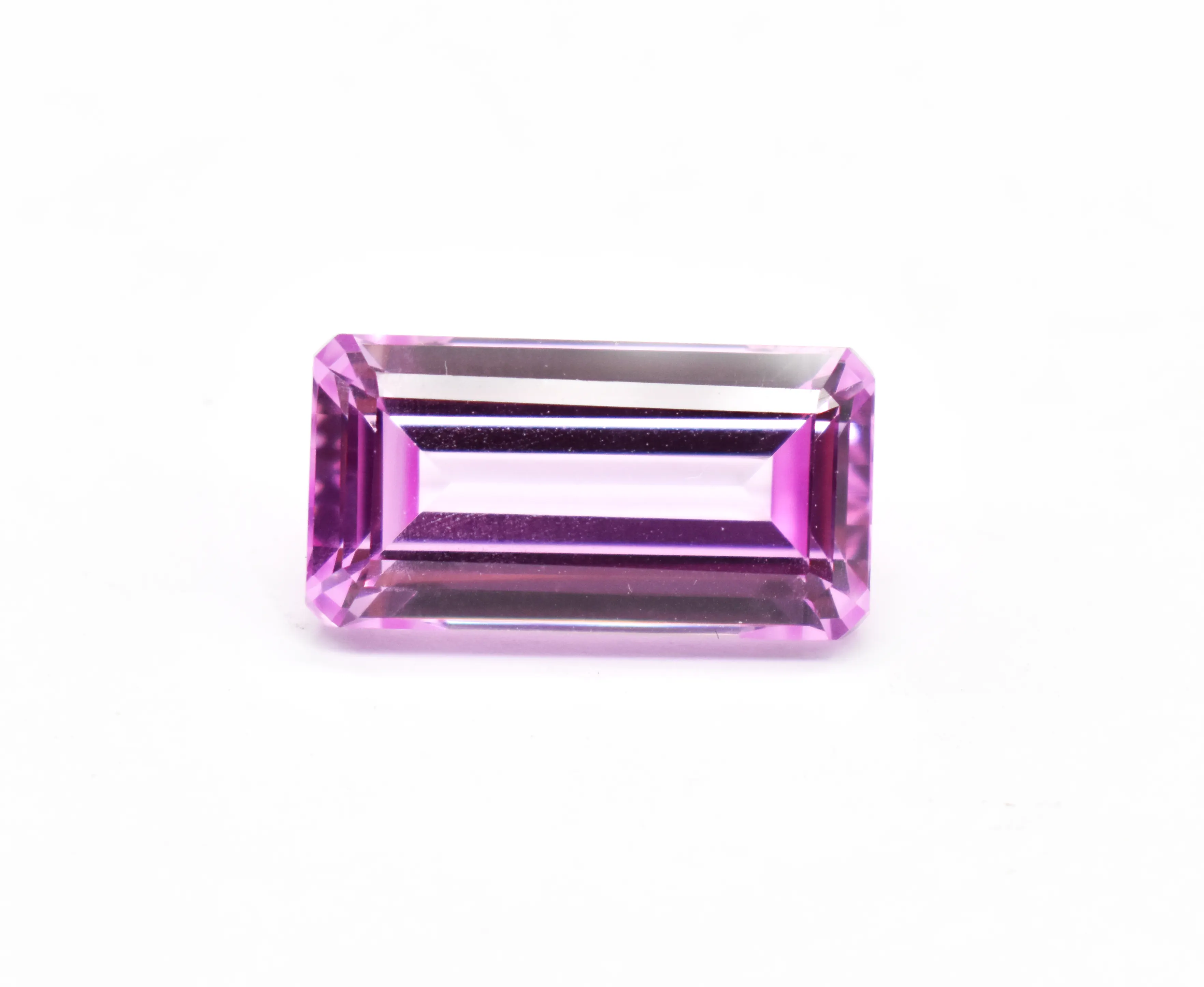 Lab Grown Pink Sapphire Long Octagon Faceted Loose Gemstone All Calibrated Size Available Emerald Cut Pink Sapphire