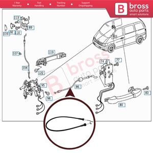 BDP630 Inner Door Handle Release <b>Lock</b> Latch Bowden <b>Cable</b> Front 6387600404 for Vito W638 - Product Image 5