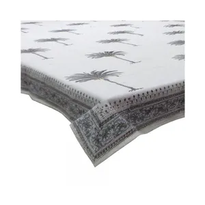 Cotton Restaurant Tablecloths Handmade Hand Block Printed Embroidered Pure Cotton Tablecloths Crafted With Care For Sale