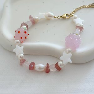 Moonriver, pulsera de acero inoxidable religiosa Bohemia colorida para mujer, cuentas de plástico elásticas, perlas, bonito diseño elástico de corazón - Product Image 1