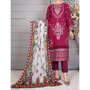 Costume d'hiver trois pièces AMERIA Khaddar pour femmes, taille unique, ensemble deux pièces conçu pour la saison d'automne - Product Image 1