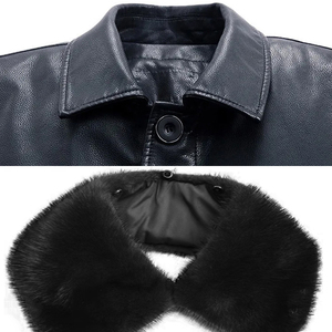 Abrigo Largo de Invierno Informal, Grueso, de Forro Polar, Chaqueta de Cuero, Parka Cálida, Gabardina de Cuero Sintético para Hombre - Product Image 3