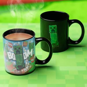 For Minecraft Creeper Heat-Resistant Double-Wall Ceramic Mug Handmade Painted Camp Mug with Laser Engraved Logo Lid <b>Microwave</b> - Product Image 1
