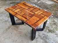 Table Basse Moderne Classique en Bois Massif avec Mosaïque, Personnalisable (Couleur et Dimensions), Idéale pour Salon, Cuisine, Jardin - Offre Spéciale