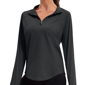 Sudadera con cuello levantado de lana de poliéster con logotipo Regular personalizado para mujer, jersey con media cremallera, sudadera para mujer, ropa con media cremallera - Product Image 3