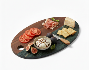 Planche à découper en bois et marbre de luxe pour la cuisine, durable, pour la préparation des aliments, avec poignée en bois naturel, épaisseur 1,3 cm, rectangulaire - Product Image 3