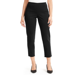 Collezione JM: Pantaloni Skinny Neri a Vita Alta per Donna, Taglia XL Petite, in Tessuto Crepe Antirughe con Lacci e Fiocco - Product Image 1