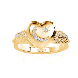 Jeulia Custom Moon Star Wing Heart Locket <b>Ring</b>-Fashion <b>Ring</b> - Product Image 1