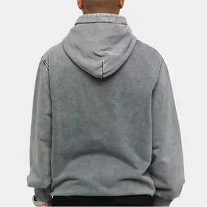 Custom Made Heavyweight Pullover Acid Washed <b>Grey</b> <b>Hoodies</b> for <b>Men's</b> Solid Color Quick Drying Fashionable <b>Men's</b> <b>Hoodies</b> - Product Image 4