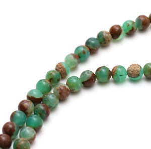 Piedra preciosa Lisa natural 8mm Bio Chrysoprase forma redonda jaspe Australiano para la fabricación de joyas cuentas de piedra - Product Image 4