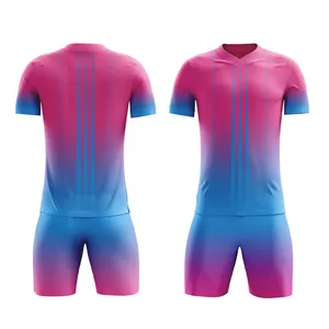 Logotipo personalizado diseño poliéster material sublimación fútbol uniformes al por mayor secado rápido transpirable uniformes de fútbol