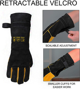 Gants de soudeur de sécurité résistants à la chaleur et au feu à hautes températures gants en cuir de vachette confortables pour le soudage de travaux industriels - Product Image 5