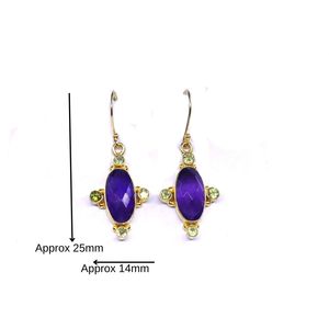 Bijoux en argent sterling 925 plaqué or pour soirée, améthyste, péridot, pierres précieuses, boucles d'oreilles pour femmes - Product Image 1