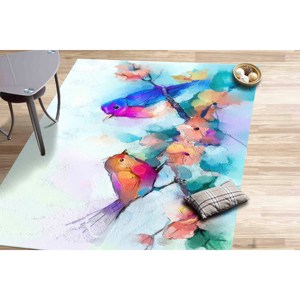 Tapis imprimé d'oiseaux colorés : Tapis d'appoint antidérapant, tapis en chenille - Product Image 5