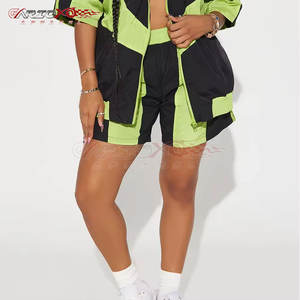 Fashion Windbreaker <b>Shorts</b> <b>Set</b> For <b>Women</b> With Reflective Stripes And Cool Look Outdoor Windbreaker <b>Shorts</b> <b>Set</b> - Product Image 3