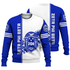 Sudadera Azul con Cuello Redondo de la Hermandad Griega Zeta Phi Beta para Mujer, Prenda Bordada de 1920 - Product Image 3