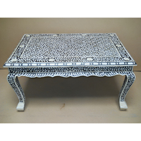Table basse personnalisée avec incrustations de os, motif floral, pour salon, meubles en incrustations de os, table basse ronde, table basse à cocktails