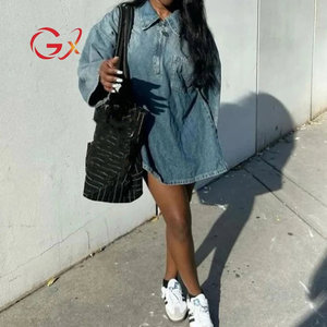 Vestido vaquero holgado de estilo sencillo con decoración de botones - Product Image 3