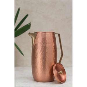 Jarra de Cobre Puro Estilo Americano, Ecológica y Personalizada, con Asa Metálica, Base Antideslizante, Recipiente Decorativo de Mesa con Tapa - Product Image 3