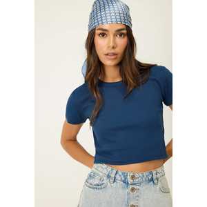 T-shirt court décontracté à manches courtes et col rond en tissu turc 100% coton, coupe classique - Product Image 2