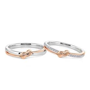 Juego de Anillos de Pareja Jeulia de Dos Tonos con Nudo en Plata de Ley, Joyería de Moda - Product Image 1