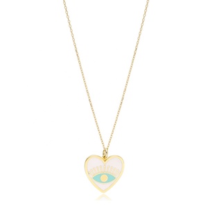 Forme de coeur émail blanc oeil Design collier turc fait à la main en gros 925 bijoux en argent Sterling - Product Image 1