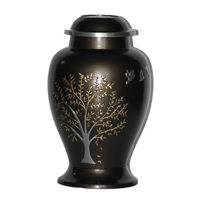 Urnas de cremación para adultos de aluminio de alta calidad con diseño de árbol Color Rosa terminado para cenizas humanas Suministro funerario de metal - Product Image 2