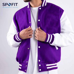 Chaqueta de Béisbol Varsity para Hombre y Mujer, Abrigo con Manga de Cuero de Imitación, de Mezcla de Algodón - Product Image 6