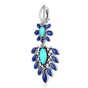 ¡EXCLUSIVAMENTE NUESTRA! Plata de ley Kingman turquesa y lapislázuli ovalado y marquesa colgante potenciador 925 joyería de plata de ley - Product Image 3