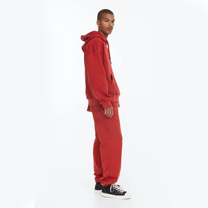 Latest <b>Men</b> Heavyweight <b>Red</b> Color Fleece Basic Blank Sweatpants High Quality with Elastic Waist and Side Pockets Casual Style - Product Image 3