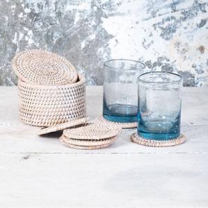 Ensemble de 6 sous-verres écologiques, porte-gobelets en rotin naturel unique pour la table de cuisine, tapis et coussinets de table, décoration de table - Product Image 4