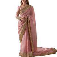 Sari indien tendance à la vente chaude, vêtements de fête pour femmes, prêt-à-porter fantaisie, brodé en géorgette de polyester, longueur au sol