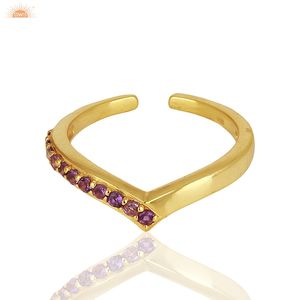 Anillo Apilable de Oro Sólido de 14k con Gema de Amatista Natural, Hermoso Anillo de Compromiso y Boda, Regalo para Ella - Product Image 2