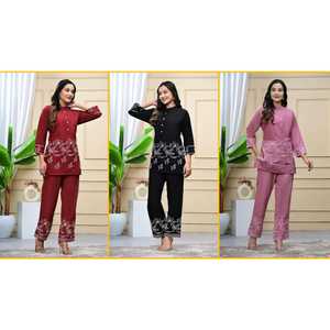 Lanzamiento nuevo juego de bordado para oficina y uso regular tela pesada Reyon seda trabajo bordado trabajo longitud superior 32 pantalón L 38 - Product Image 6