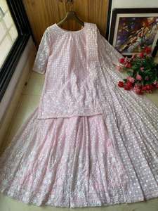 เสื้อจอร์เจียแบบหนาคุณภาพดีสไตล์บอลลีวูดปักลายอย่างเต็มที่และไม้อัดเนื้อแข็งสำหรับผู้หญิงผ้าคุณภาพสูง - Product Image 4