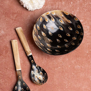 Bol de service à salade en corne de buffle naturel fabriqué à la main Idéal pour les salades, les collations et les fruits secs au prix de gros par AALIYAN IMPEX - Product Image 1