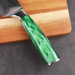 มีดหั่นเนื้อเค้กสแตนเลสสีเขียวมีดสำหรับเชฟใช้ในครัวแบบปรับแต่งลายดามัสกัส - Product Image 2