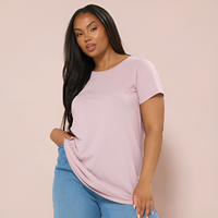 Camiseta de Manga Corta para Mujer, Talla Grande, Transpirable, Informal, Color Rosa Claro, Superventas, Suministro OEM/ODM, 300 g/m², Personalizable