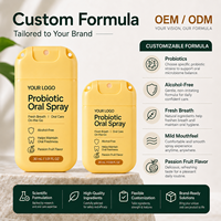 Spray buccal probiotique OEM ODM saveur fruit de la passion 20ml 30ml sans alcool, rafraîchisseur d'haleine de poche, spray de soin buccal à marque privée