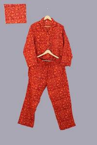 Indian Handmade Cotton Pajama Set for <b>Women</b> Summer Block Print Lounge Wear set Bridesmaids Wedding pajama Personalized PJ Set - Product Image 4