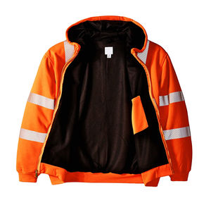 Sudadera con capucha de lana de seguridad de alta visibilidad para hombre, sudadera de poliéster reflectante, tiras reflectantes de alta visibilidad, Jersey cálido para - Product Image 1